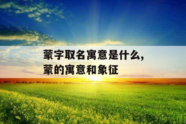 蒙字取名寓意是什么,蒙的寓意和象征