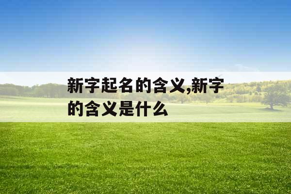 新字起名的含义,新字的含义是什么