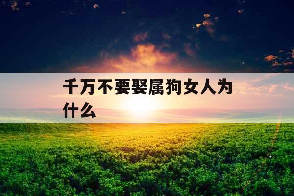 千万不要娶属狗女人为什么