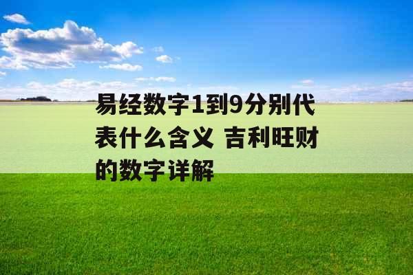 易经数字1到9分别代表什么含义 吉利旺财的数字详解