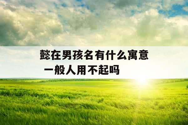 懿在男孩名有什么寓意 一般人用不起吗 懿在男孩名有什么寓意 一般人用不起吗