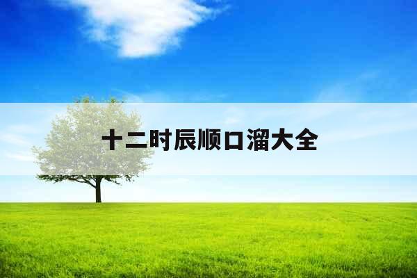 十二时辰顺口溜大全 十二时辰顺口溜大全