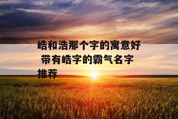 皓和浩那个字的寓意好 带有皓字的霸气名字推荐