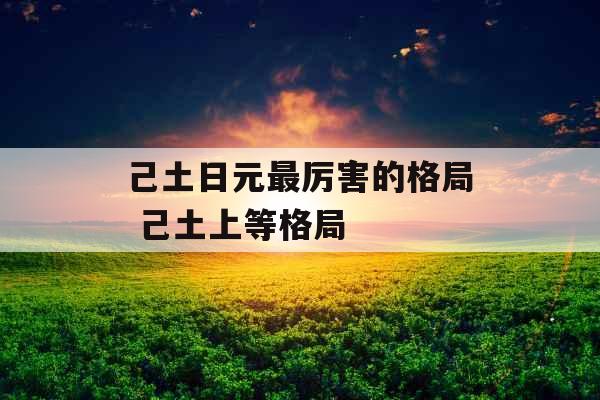 己土日元最厉害的格局 己土上等格局