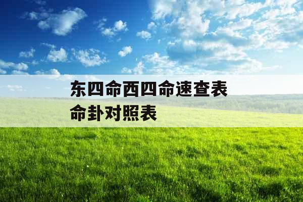 东四命西四命速查表 命卦对照表