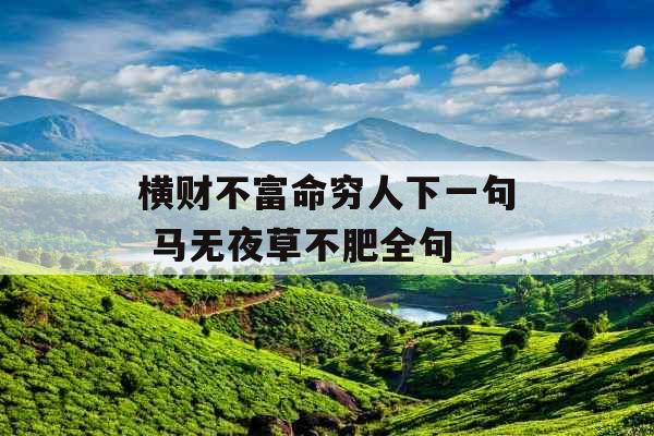 横财不富命穷人下一句 马无夜草不肥全句 横财不富命穷人下一句 马无夜草不肥全句