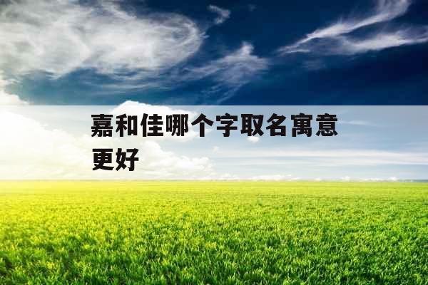 嘉和佳哪个字取名寓意更好