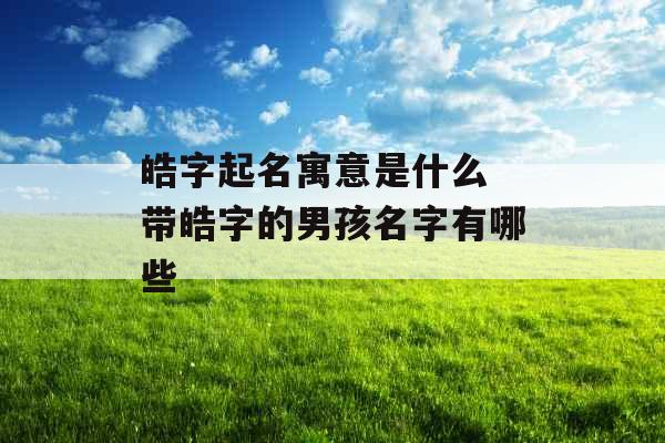 皓字起名寓意是什么 带皓字的男孩名字有哪些