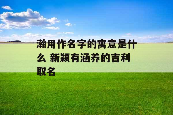 瀚用作名字的寓意是什么 新颖有涵养的吉利取名