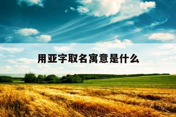 用亚字取名寓意是什么