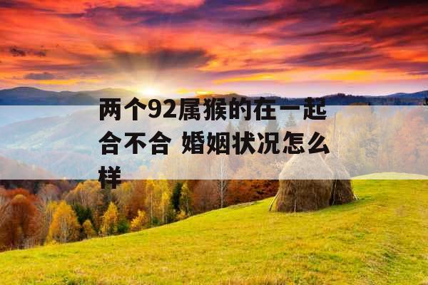 两个92属猴的在一起合不合 婚姻状况怎么样