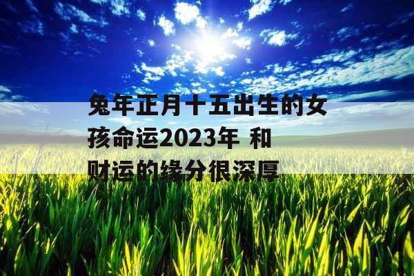 兔年正月十五出生的女孩命运2023年 和财运的缘分很深厚