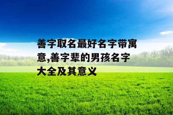 善字取名最好名字带寓意,善字辈的男孩名字大全及其意义 善字取名最好名字带寓意,善字辈的男孩名字大全及其意义