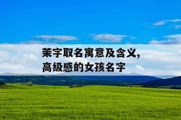 茉字取名寓意及含义,高级感的女孩名字