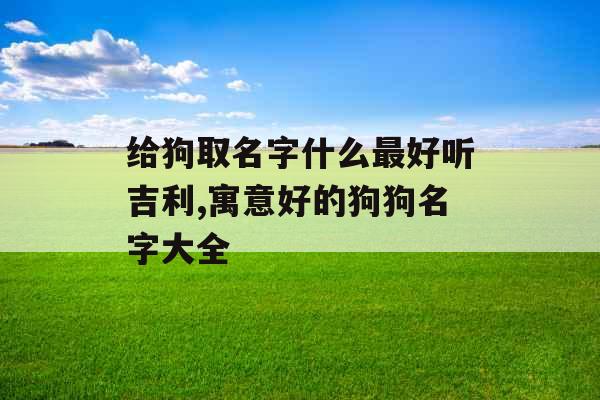 给狗取名字什么最好听吉利,寓意好的狗狗名字大全 给狗取名字什么最好听吉利,寓意好的狗狗名字大全