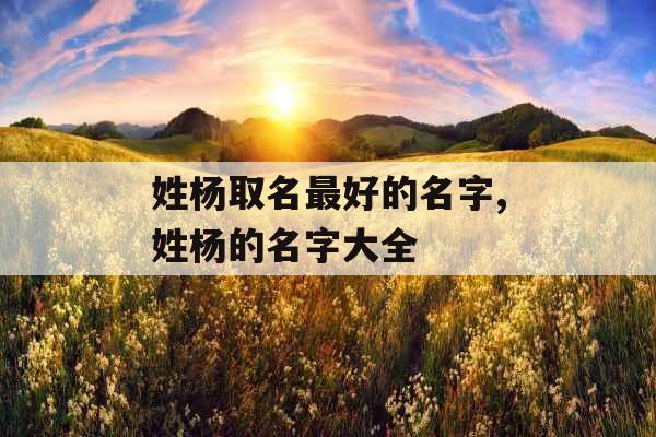 姓杨取名最好的名字,姓杨的名字大全