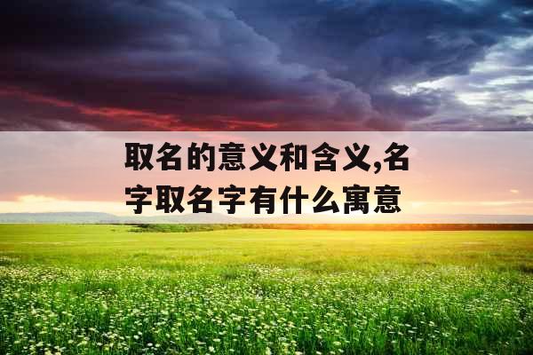 取名的意义和含义,名字取名字有什么寓意