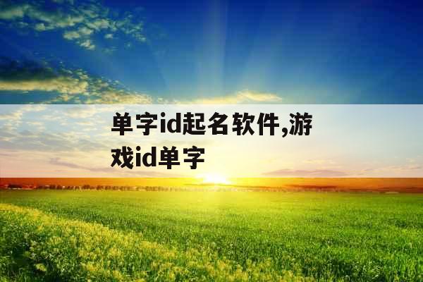 单字id起名软件,游戏id单字