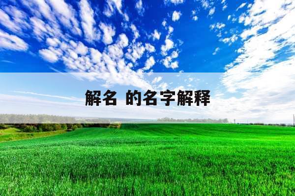 解名 的名字解释
