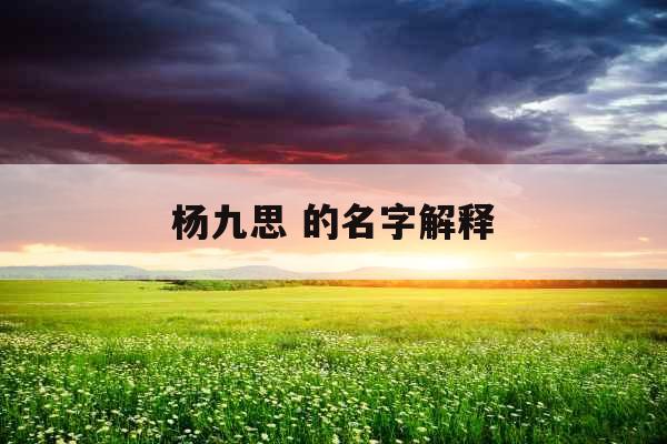 杨九思 的名字解释