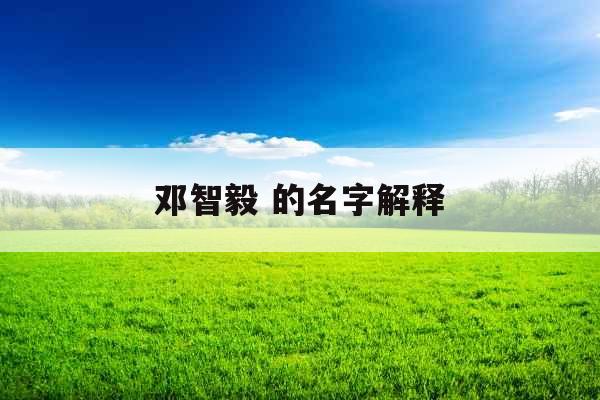 邓智毅 的名字解释