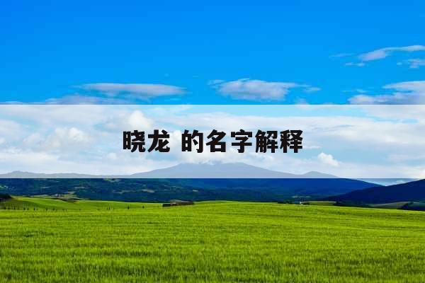 晓龙 的名字解释