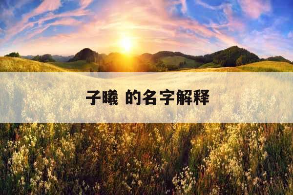 子曦 的名字解释