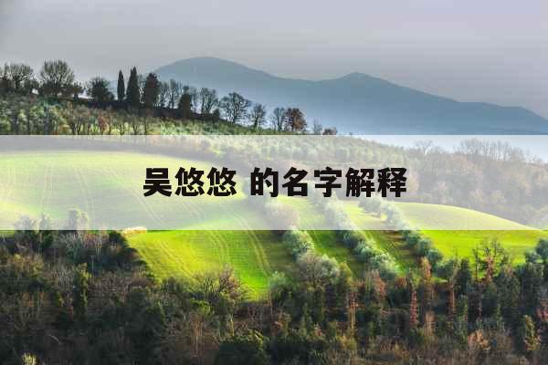 吴悠悠 的名字解释