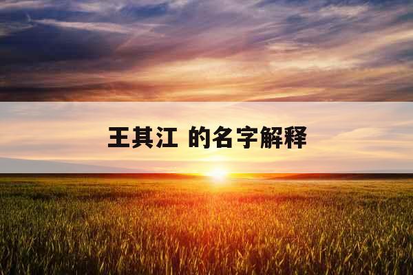 王其江 的名字解释 王其江 的名字解释
