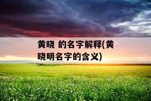 黄晓 的名字解释(黄晓明名字的含义)