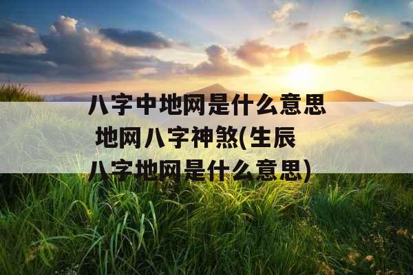 八字中地网是什么意思 地网八字神煞(生辰八字地网是什么意思)