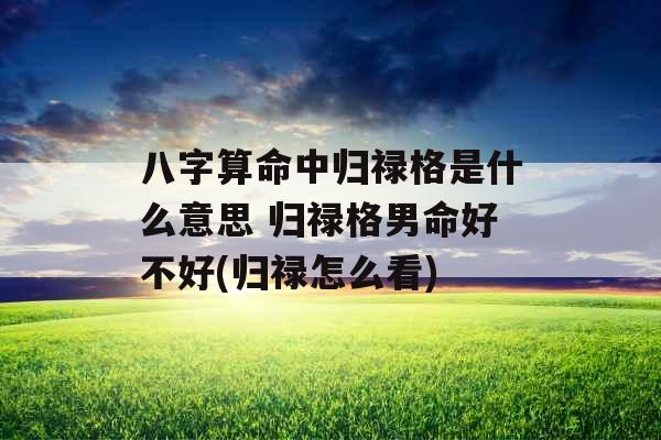 八字算命中归禄格是什么意思 归禄格男命好不好(归禄怎么看)