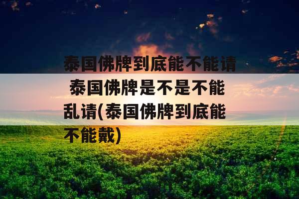 泰国佛牌到底能不能请 泰国佛牌是不是不能乱请(泰国佛牌到底能不能戴)