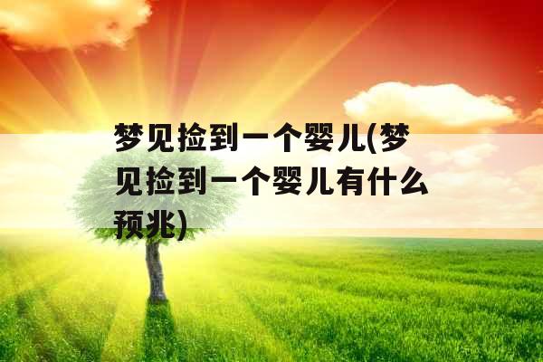 梦见捡到一个婴儿(梦见捡到一个婴儿有什么预兆)