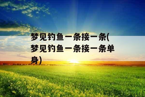 梦见钓鱼一条接一条(梦见钓鱼一条接一条单身)