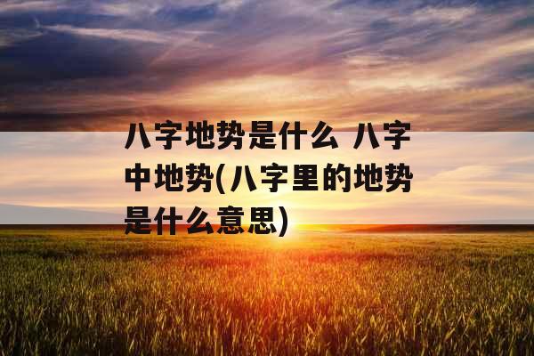 八字地势是什么 八字中地势(八字里的地势是什么意思)