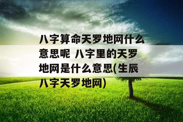八字算命天罗地网什么意思呢 八字里的天罗地网是什么意思(生辰八字天罗地网)