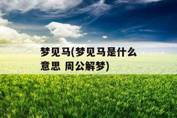 梦见马(梦见马是什么意思 周公解梦)