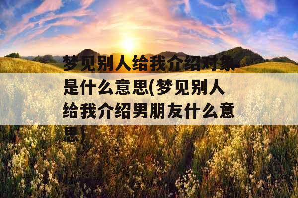 梦见别人给我介绍对象是什么意思(梦见别人给我介绍男朋友什么意思)