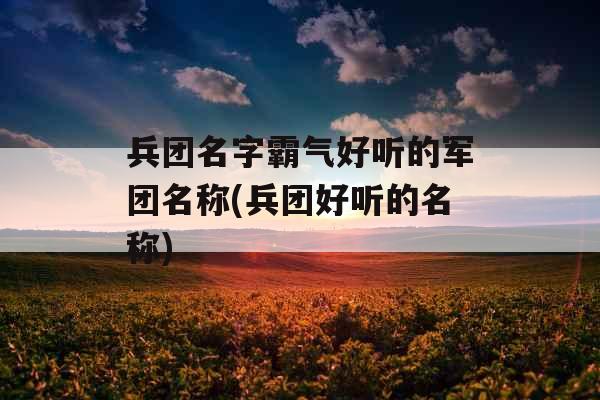 兵团名字霸气好听的军团名称(兵团好听的名称)