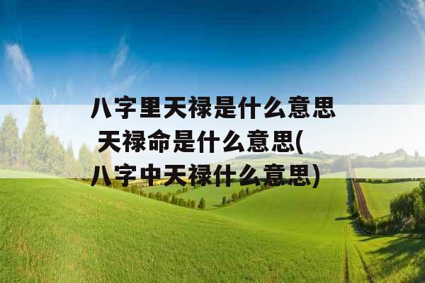 八字里天禄是什么意思 天禄命是什么意思(八字中天禄什么意思)