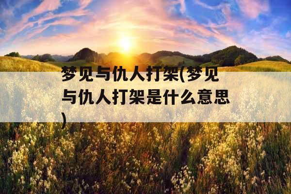 梦见与仇人打架(梦见与仇人打架是什么意思)