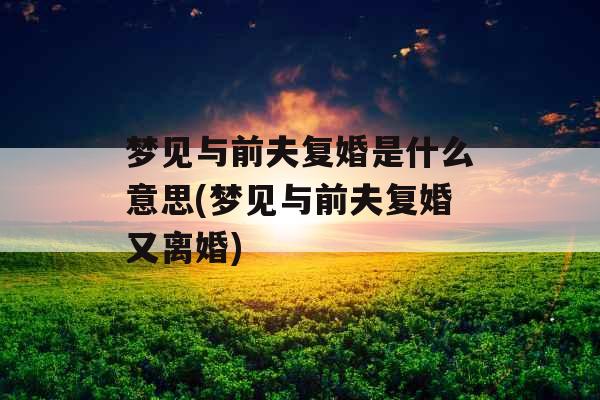 梦见与前夫复婚是什么意思(梦见与前夫复婚又离婚) 梦见与前夫复婚是什么意思(梦见与前夫复婚又离婚)