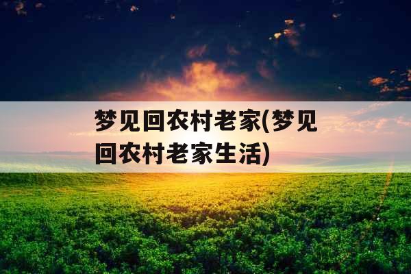 梦见回农村老家(梦见回农村老家生活)