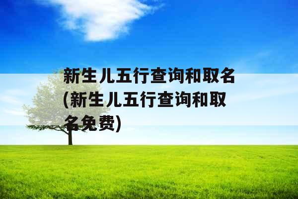 新生儿五行查询和取名(新生儿五行查询和取名免费)