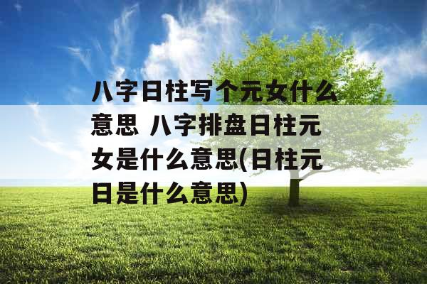 八字日柱写个元女什么意思 八字排盘日柱元女是什么意思(日柱元日是什么意思) 八字日柱写个元女什么意思 八字排盘日柱元女是什么意思(日柱元日是什么意思)