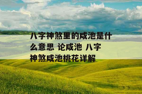 八字神煞里的咸池是什么意思 论咸池 八字神煞咸池桃花详解 八字神煞里的咸池是什么意思 论咸池 八字神煞咸池桃花详解