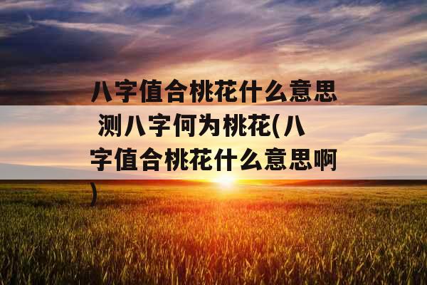 八字值合桃花什么意思 测八字何为桃花(八字值合桃花什么意思啊)