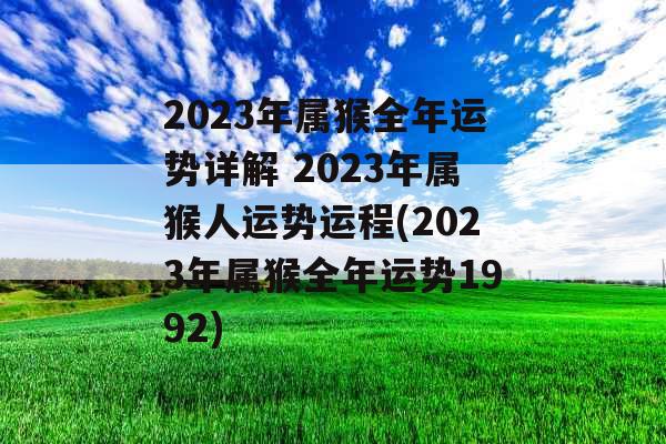 2023年属猴全年运势详解 2023年属猴人运势运程(2023年属猴全年运势1992)