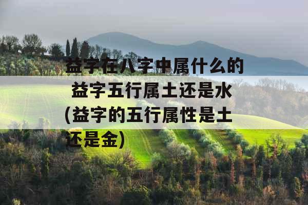 益字在八字中属什么的 益字五行属土还是水(益字的五行属性是土还是金) 益字在八字中属什么的 益字五行属土还是水(益字的五行属性是土还是金)
